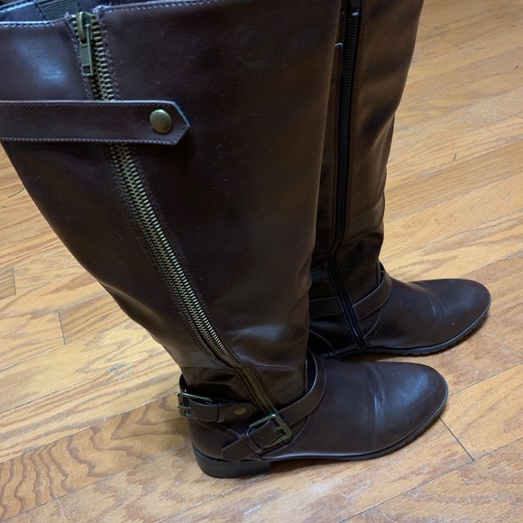 Knee High Wide Calf Brown Boots - Picture 3 of 4